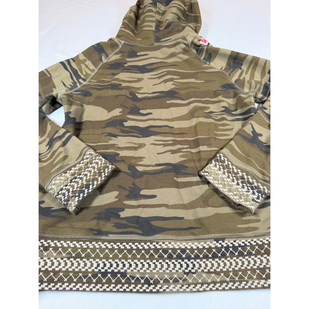 JWLA Johnny Was Camo Floral Embroidered Zip Up Hoodie Jacket Green 3837JW M - Picture 8 of 8